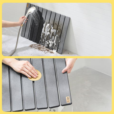 SoBuy Liukumaton Kylpyhuonematto - Diatomiittimatto, Nopeasti Kuivuva | Kotiin | Harmaa 59x39 cm SDA10-HG