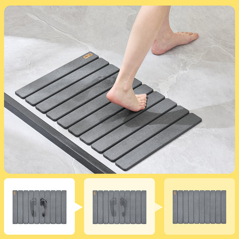 SoBuy Liukumaton Kylpyhuonematto - Diatomiittimatto, Nopeasti Kuivuva | Kotiin | Harmaa 59x39 cm SDA10-HG