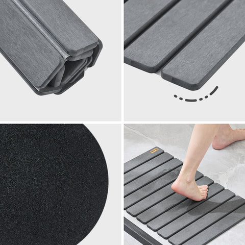 SoBuy Liukumaton Kylpyhuonematto - Diatomiittimatto, Nopeasti Kuivuva | Kotiin | Harmaa 59x39 cm SDA10-HG