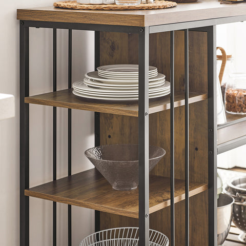 SoBuy Tarjoiluvaunu 3 Hyllyllä Metalli ja puukuitulevyä Ruskea SVW18-F