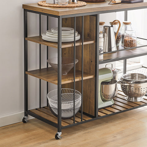 SoBuy Tarjoiluvaunu 3 Hyllyllä Metalli ja puukuitulevyä Ruskea SVW18-F