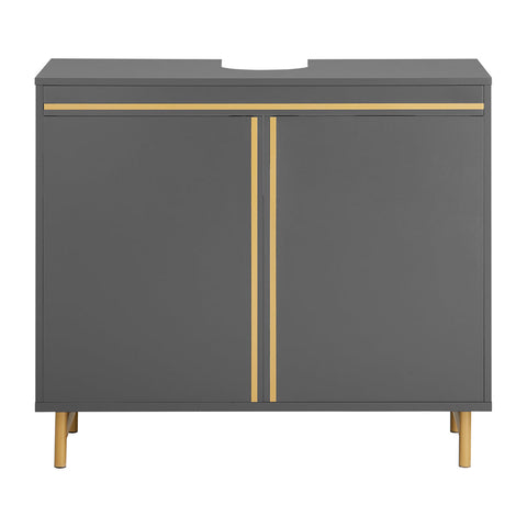 SoBuy Kylpyhuoneen allaskaappi 2 Ovea puukuitulevyä Harmaa BZR129-HG