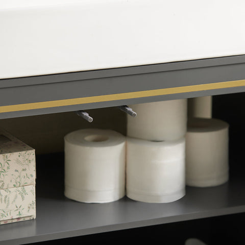 SoBuy Kylpyhuoneen allaskaappi 2 Ovea puukuitulevyä Harmaa BZR129-HG