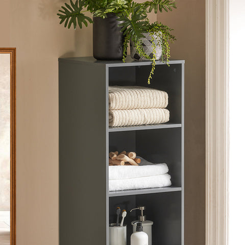 SoBuy Kylpyhuoneen korkea Kaappi puukuitulevyä Harmaa BZR130-HG