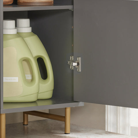 SoBuy Kylpyhuoneen korkea Kaappi puukuitulevyä Harmaa BZR130-HG