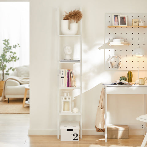 SoBuy Kulmahylly 4 Hyllyllä puukuitulevyä Valkoinen FRG15-W