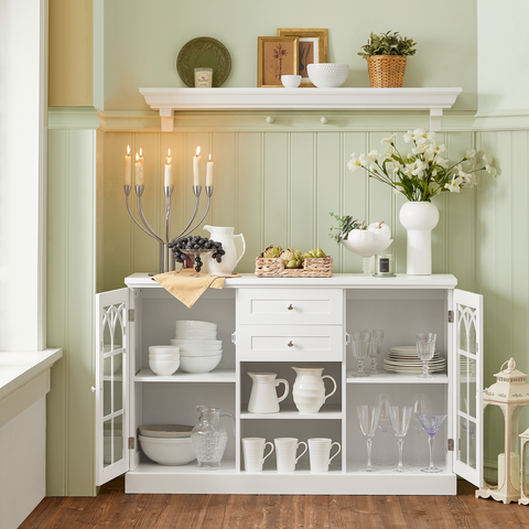 SoBuy Keittiökaappi 2 Ovea Ja 2 Laatikkoa puukuitulevyä Valkoinen FSB79-W