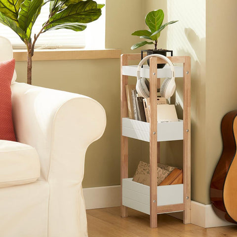 SoBuy Kulmahylly 3 Hyllyllä puukuitulevyä Beige FRG226-WN