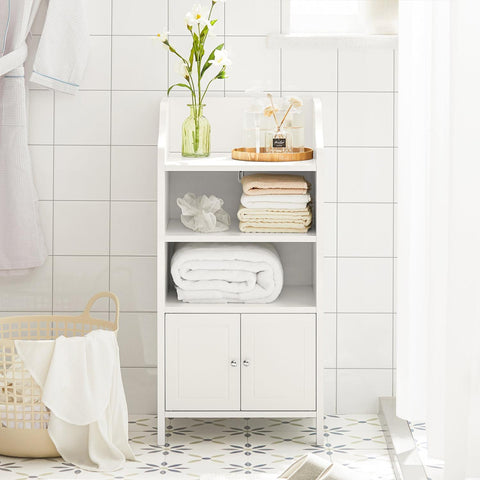 SoBuy Kylpyhuone Kaappi 2 Ovea puukuitulevyä Valkoinen BZR56-W
