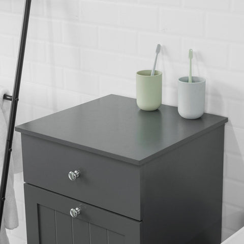 SoBuy Pyykkikaappi 1 Laatikko Ja 1 Kori puukuitulevyä Harmaa BZR21-DG