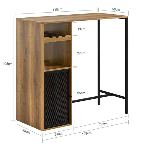 SoBuy Baaripöytä lastulevyä ja Metalli Ruskea FWT97-PF