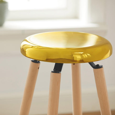 SoBuy Baarijakkara Pyökkipuu ja Metalli Kulta FST89-G