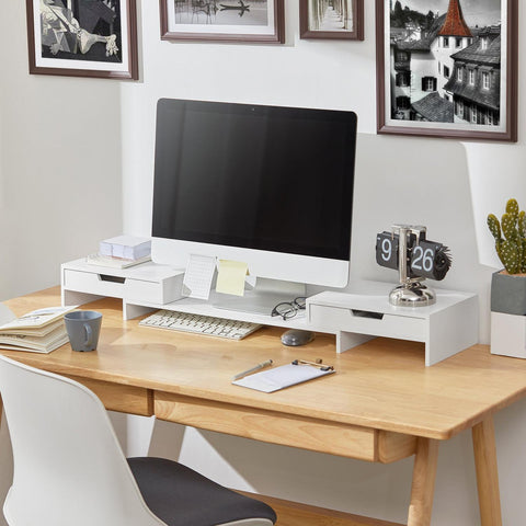 SoBuy Näyttökoroke 2 Laatikkoa puukuitulevyä Valkoinen BBF04-W