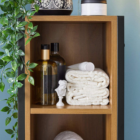 SoBuy Korkea Kaappi 1 Ovi lastulevyä ja Metalli Musta BZR62-PF