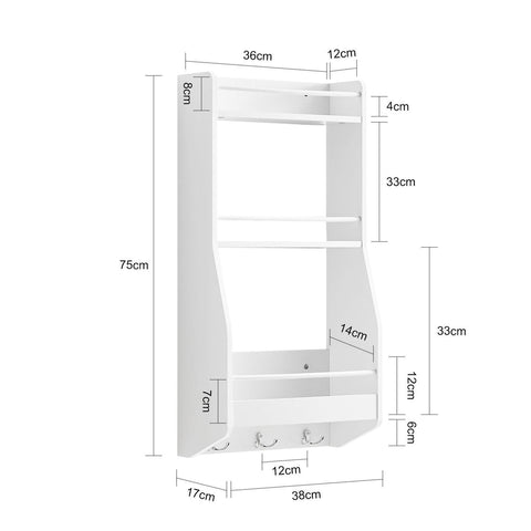 SoBuy Seinäsäilytyskokonaisuus puukuitulevyä Valkoinen KCR12-W