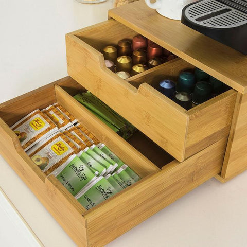 Ennakkomyynti SoBuy Laatikko Kahvikapseleille bambupuuta Luonnollinen FRG82-N