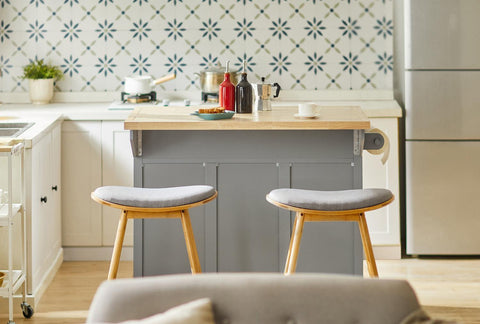 SoBuy Keittiösaareke Pyörillä puukuitulevyä Harmaa FKW71-HG