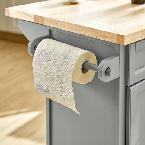 SoBuy Keittiösaareke Pyörillä puukuitulevyä Harmaa FKW71-HG