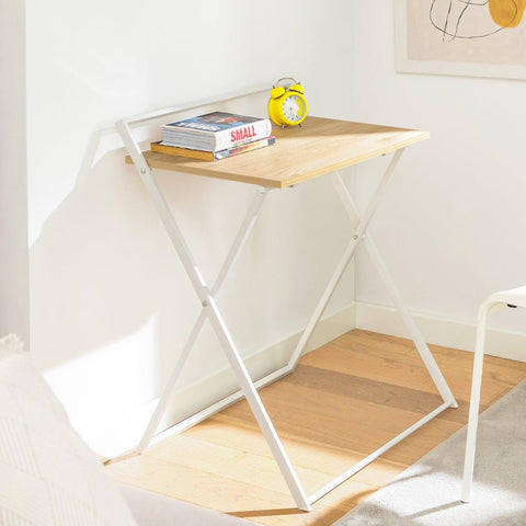 SoBuy Klaffipöytä puukuitulevyä ja Metalli Valkoinen FWT88-WN