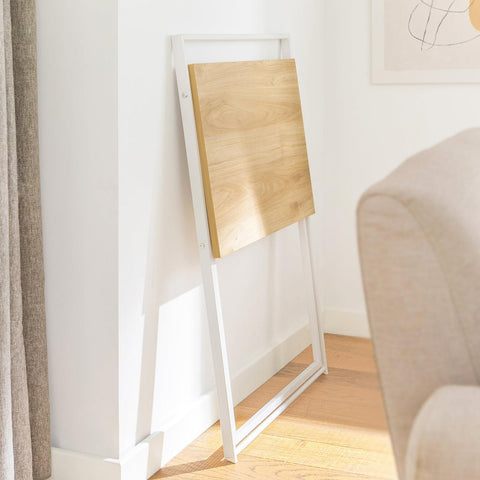 SoBuy Klaffipöytä puukuitulevyä ja Metalli Valkoinen FWT88-WN