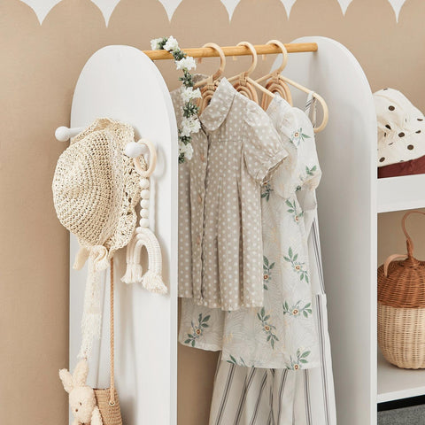 SoBuy Lasten Vaaterekki puukuitulevyä ja bambupuuta Valkoinen KMB40-W