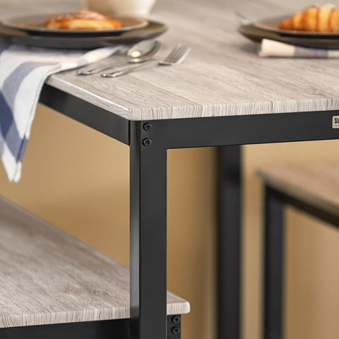 SoBuy Ruokailuryhmä 4 Hengelle Metalli ja puukuitulevyä Beige OGT25-HN