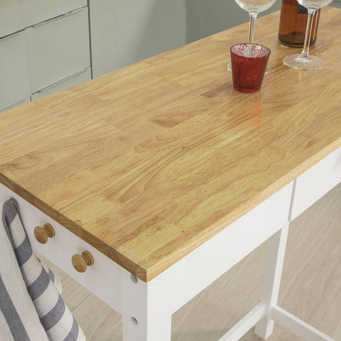 SoBuy Baaripöytä Ja 2 Baarijakkaraa mäntyvaneri Valkoinen FWT50-WN