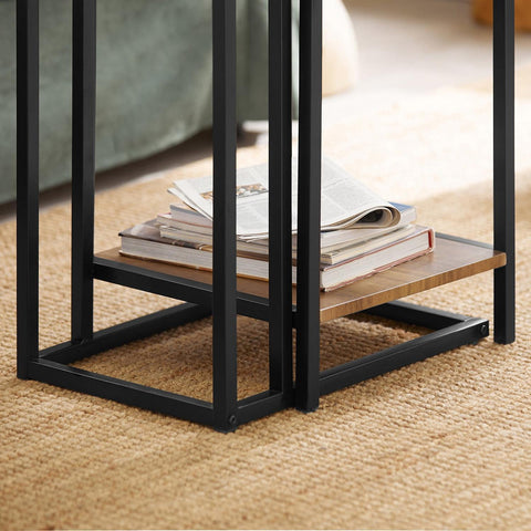 SoBuy Puinen Sarjapöytä puukuitulevyä ja Metalli Ruskea FBT99-F