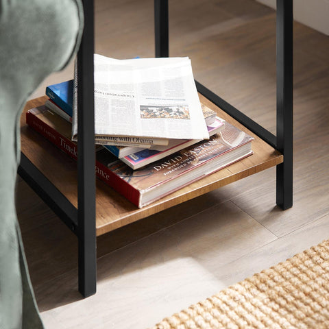 SoBuy Puinen Sarjapöytä puukuitulevyä ja Metalli Ruskea FBT99-F