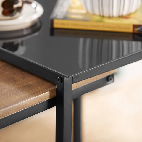 SoBuy Puinen Sarjapöytä puukuitulevyä ja Metalli Ruskea FBT99-F