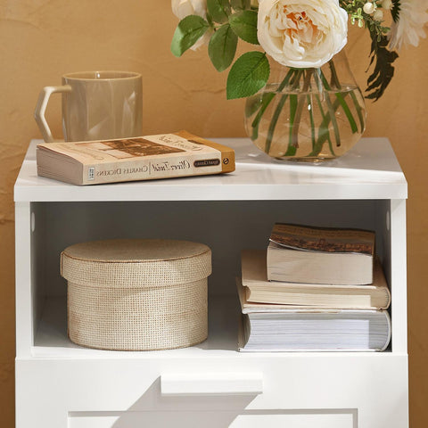 SoBuy Yöpöytä 1 Laatikko puukuitulevyä Valkoinen FBT112-W