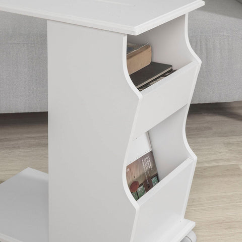 SoBuy Sohvapöytä Pyörillä puukuitulevyä Valkoinen FBT67-W