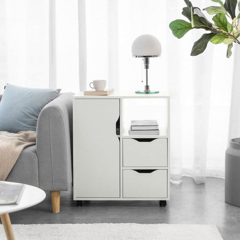 Ennakkomyynti SoBuy Sohvapöytä Pyörillä puukuitulevyä Valkoinen FBT105-W