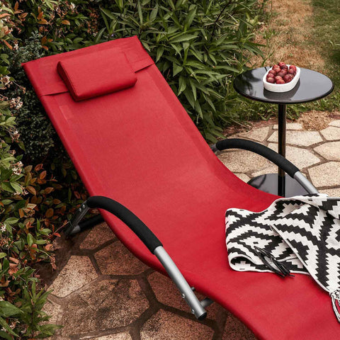 SoBuy Aurinkotuoli Metalli ja polypropeenia Punainen OGS38-R