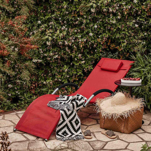 SoBuy Aurinkotuoli Metalli ja polypropeenia Punainen OGS38-R