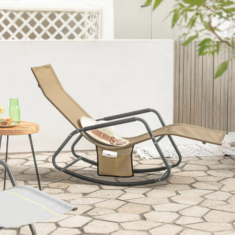 SoBuy Puutarhan Keinutuoli Metalli ja polypropeenia Khaki OGS47-KA