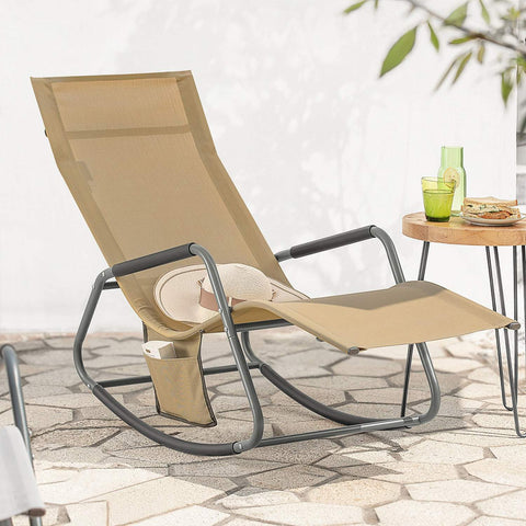 SoBuy Puutarhan Keinutuoli Metalli ja polypropeenia Khaki OGS47-KA