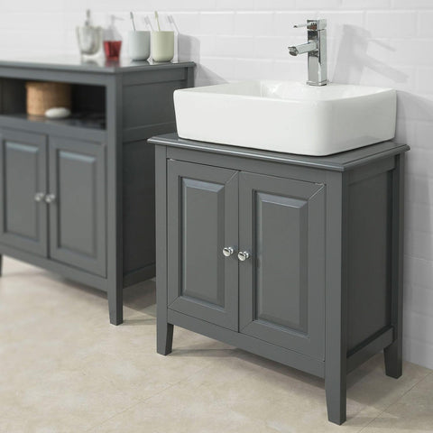 SoBuy Allaskaappi 2 Ovea puukuitulevyä Harmaa FRG202-DG