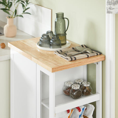 SoBuy Keittiökaappi Pyörillä puukuitulevyä Valkoinen FKW75-WN