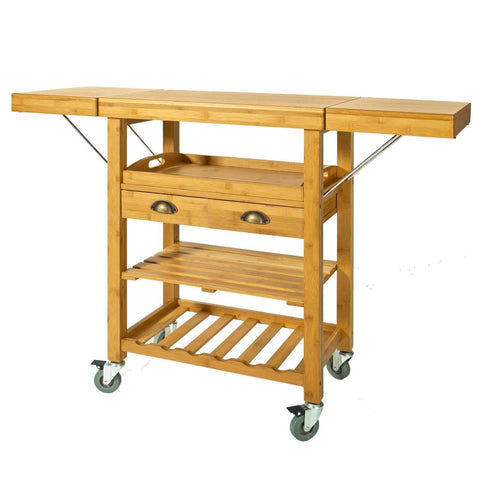 SoBuy Keittiökaappi Pyörillä bambupuuta Beige FKW25-N