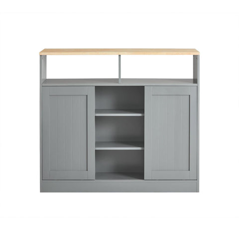 SoBuy Keittiösaareke 2 Ovea puukuitulevyä ja kumipuuta Harmaa FSB36-HG