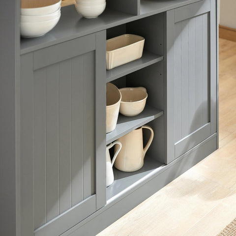 SoBuy Keittiösaareke 2 Ovea puukuitulevyä ja kumipuuta Harmaa FSB36-HG